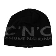 Zwart Grijs Wolmix Beanie Hoed Costume National , Black , Heren