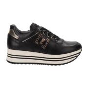 Leren Sneakers voor Vrouwen Nerogiardini , Black , Dames