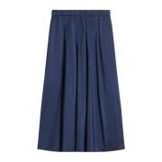 Zijden Midi Rok met Voorplooien Max Mara Weekend , Blue , Dames