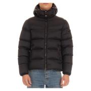 Zwarte Winterjas met Afneembare Kraag Moorer , Black , Heren