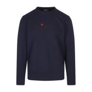 Blauwe Sweatshirt met Ronde Hals en Logo Kiton , Blue , Heren