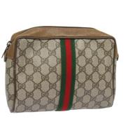 Pre-owned Leather clutches Gucci Vintage , Beige , Dames