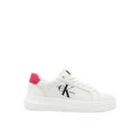 Stijlvolle Witte Leren Sneakers Calvin Klein , White , Dames