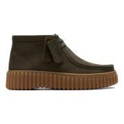 Groene Nubuck Casual Sneakers Clarks , Green , Dames