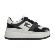 Beige Leren Sneakers met Rubberen Zool Tommy Hilfiger , Black , Heren