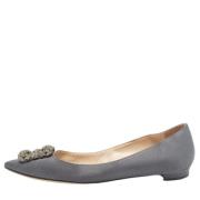 Pre-owned Satin flats Manolo Blahnik Pre-owned , Gray , Dames