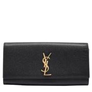 Pre-owned Leather clutches Yves Saint Laurent Vintage , Black , Dames