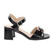 Leren sandalen voor vrouwen Nerogiardini , Black , Dames