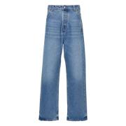 Lichtblauwe Denim Jeans met Versleten Finish Jacquemus , Blue , Heren