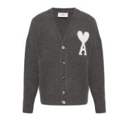 Logo Cardigan Ami Paris , Gray , Dames