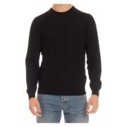 Zwarte Crewneck Wollen Trui Barba , Black , Heren