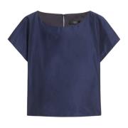 Zijden Blend Boxy Top met Kimono Mouwen Max Mara Weekend , Blue , Here...