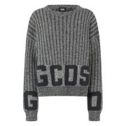 Geribbelde Logo Trui Gcds , Gray , Dames