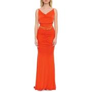 Elegante Zwarte Jurk Elisabetta Franchi , Orange , Dames