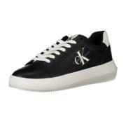 Sportieve Vetersneakers Zwart Print Logo Calvin Klein , Black , Dames