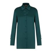 Satin Crepe Classic Collar Shirt Emporio Armani , Green , Dames