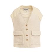 Tweed Mouwloos Jack Overgangsseizoen Essentiel Antwerp , White , Dames