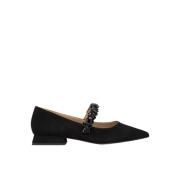 Platte ballerina schoenen met strassband Alma EN Pena , Black , Dames