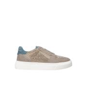 Leren Sneakers met Glanzende Details Alma EN Pena , Beige , Dames