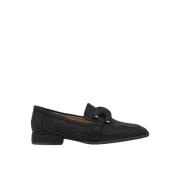 Glitter Mocassin met Vierkante Teen Alma EN Pena , Black , Dames