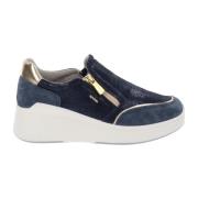 Leren en Stoffen Sneakers Igi&Co , Blue , Dames