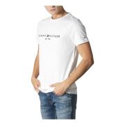 Wit Print T-shirt Mannen Herfst/Winter Tommy Hilfiger , White , Heren