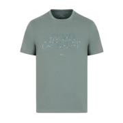 Groene Logo Print Katoenen T-shirt Armani Exchange , Green , Heren