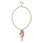 Gouden Kristal Hart Bedel Ketting Dolce & Gabbana , Yellow , Dames