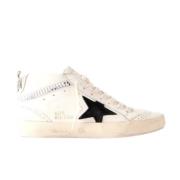 Mid Star Leren Sneakers Wit/Zwart Golden Goose , White , Dames