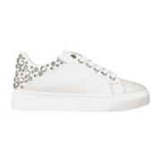 Studded Leren Sneaker met Plateauzool Alma EN Pena , White , Dames