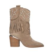 Studded Fringed Enkellaarzen Alma EN Pena , Beige , Dames