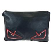 Pre-owned Leather clutches Fendi Vintage , Black , Heren