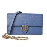 Pre-owned Leather gucci-bags Gucci Vintage , Blue , Dames