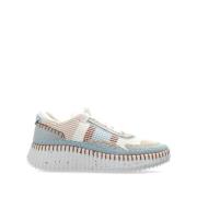 Blauwe Sneakers met Nylon Webbing Chloé , Blue , Dames