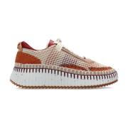 Bruine Sneakers met Nylon Webbing Chloé , Brown , Dames