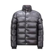 Korte donsjas met wollen afwerking Moncler , Gray , Heren