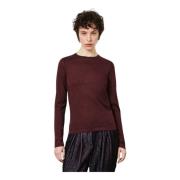 Wollen Crewneck Longsleeve T-shirt Massimo Alba , Brown , Dames