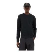 Logo Patch Fleece Crewneck Sweatshirt Moncler , Black , Heren