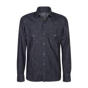 Zwarte Shirts voor Mannen Aw24 Barba , Blue , Heren