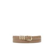 Leren smalle riem in taupe kleur Kazar , Beige , Dames