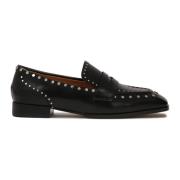 Zwarte loafers met zilveren metalen noppen Kazar , Black , Dames