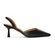 Halfopen leren pumps Kazar , Black , Dames