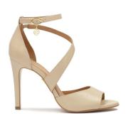 Beige sandalen met een diagonale band Kazar , Beige , Dames