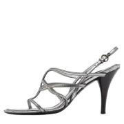 Pre-owned Leather sandals Louis Vuitton Vintage , Gray , Dames