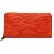 Pre-owned Leather wallets Louis Vuitton Vintage , Orange , Dames