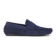 Marineblauwe suède penske moccasins op een gegroefde zool Kazar , Blue...