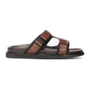 Bruin leren slides Kazar , Brown , Heren