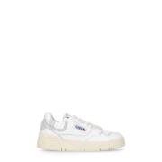 Witte Leren Sneakers met Logodetails Autry , White , Dames