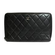 Pre-owned Leather wallets Chanel Vintage , Black , Dames