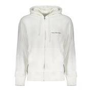 Witte Hoodie met Rits en Logo Calvin Klein , White , Heren